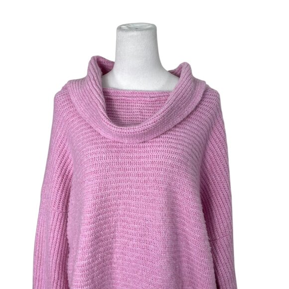 Anthropologie Pilcro Pink Chunky Knit Oversized Cowl Neck Sweater Size XL - Picture 5 of 10